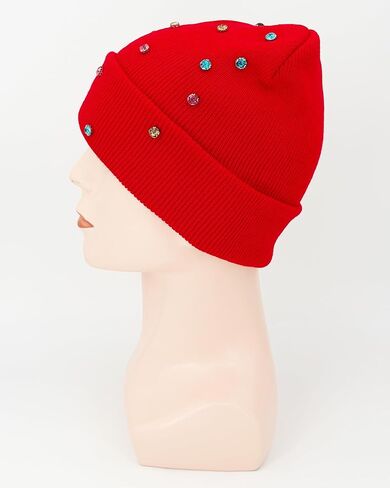 Luxury Bling Rhinestone Hat Winter Club Cuffed Knit Beanie for Women Men in Saudi Arabia