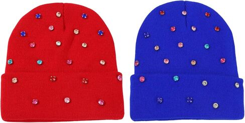 Luxury Bling Rhinestone Hat Winter Club Cuffed Knit Beanie for Women Men in Saudi Arabia
