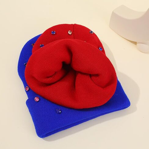 Luxury Bling Rhinestone Hat Winter Club Cuffed Knit Beanie for Women Men in Saudi Arabia