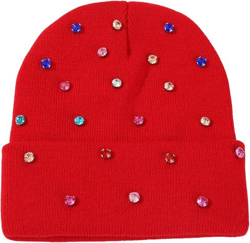 Luxury Bling Rhinestone Hat Winter Club Cuffed Knit Beanie for Women Men in Saudi Arabia
