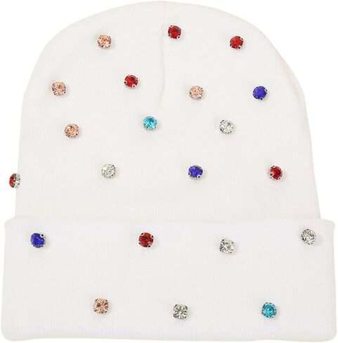 Luxury Bling Rhinestone Hat Winter Club Cuffed Knit Beanie for Women Men in Saudi Arabia