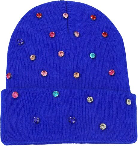 Luxury Bling Rhinestone Hat Winter Club Cuffed Knit Beanie for Women Men in Saudi Arabia