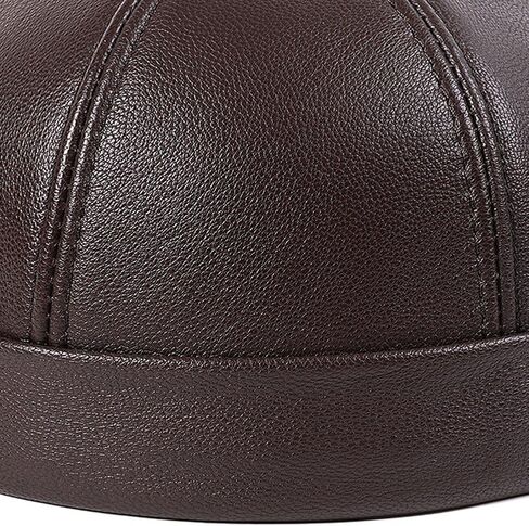Real Leather Retro Hat Men's Leather Skullcap Rolled Cuff Brimless Caps Thin Round Caps Sheepskin Cap for Men in Kuwait