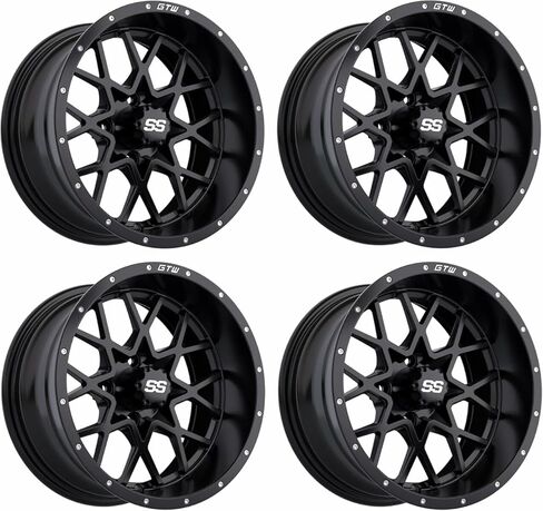 GTW Vortex 14 Inch Aluminum Golf Cart Wheel 14x7 | 4-4 Bolt | 3:4 Offset | Set of 4 (Matte Black) in Kuwait