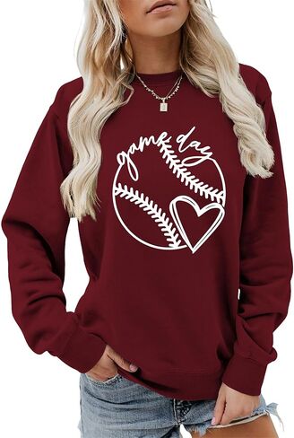 Game Day Sweatshirt Women Baseball Mom Pullover Crewneck Long Sleeve Shirts Sunday Funday Tops in Saudi Arabia