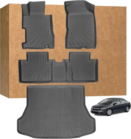 سجادات أرضية لسيارة Honda Civic 2006-2011 (للسيدان، وليس للكوبيه)، TPE مقاومة للماء وغير قابلة للانزلاق وحماية من جميع الأحوال الجوية مخصصة، سجادات أرضية وبطانة للأمتعة in Kuwait