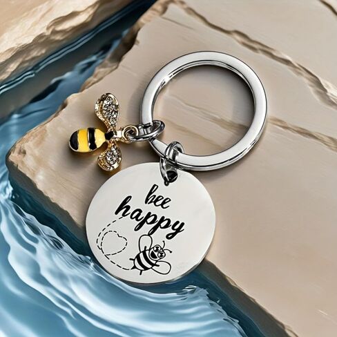 Bee Happy Keychain - Inspirational Gift | Perfect for Birthdays, Christmas & Graduation for Men & Women in Saudi Arabia