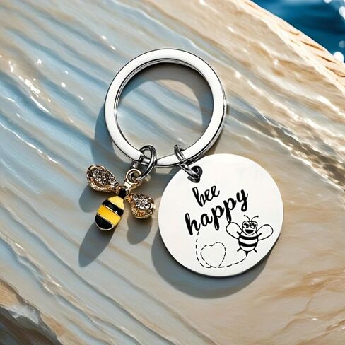 Bee Happy Keychain - Inspirational Gift | Perfect for Birthdays, Christmas & Graduation for Men & Women in Saudi Arabia