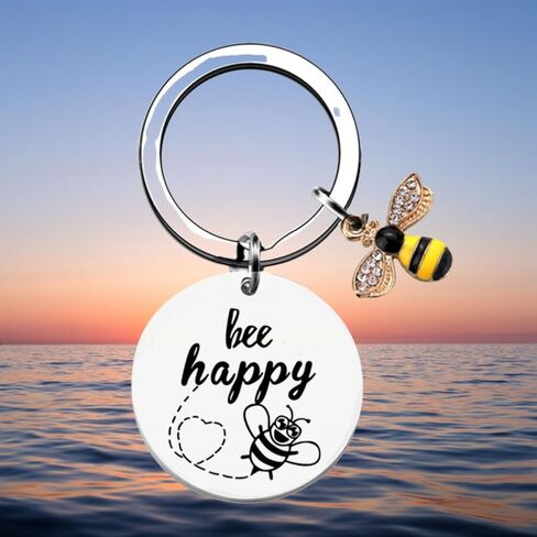 Bee Happy Keychain - Inspirational Gift | Perfect for Birthdays, Christmas & Graduation for Men & Women in Saudi Arabia