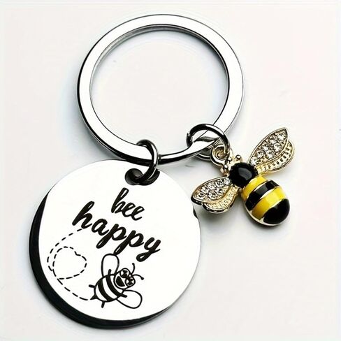 Bee Happy Keychain - Inspirational Gift | Perfect for Birthdays, Christmas & Graduation for Men & Women in Saudi Arabia