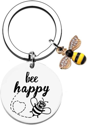 Bee Happy Keychain - Inspirational Gift | Perfect for Birthdays, Christmas & Graduation for Men & Women in Saudi Arabia