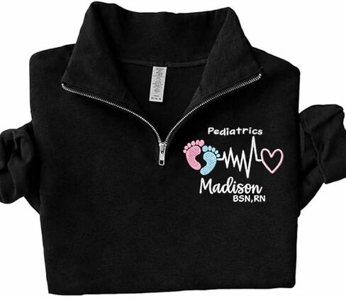 LOVELYPOD Personalized Embroidered Nurse Quater Zip Sweatshirt, Custom Medical Jacket Gift for Nurse, Doctor Graduation in Saudi Arabia