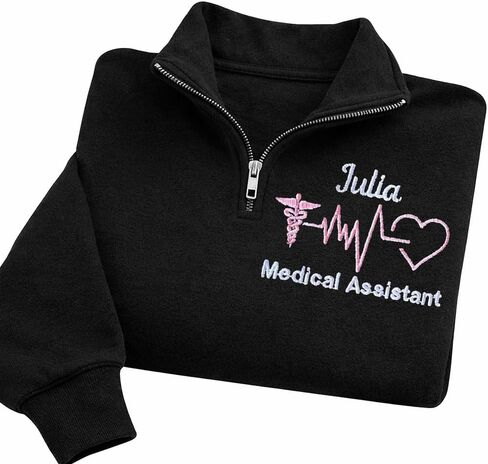 LOVELYPOD Personalized Embroidered Nurse Quater Zip Sweatshirt, Custom Medical Jacket Gift for Nurse, Doctor Graduation in Saudi Arabia