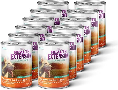 Health Extension Variety Pack of Wet Dog Food Chunky Chicken Stew Canned and Savory Beef & Vegetable Stew Canned - 12.5 Oz / 374g Each, Gluten & Grain-Free, Added Vitamins & Mineral in Kuwait