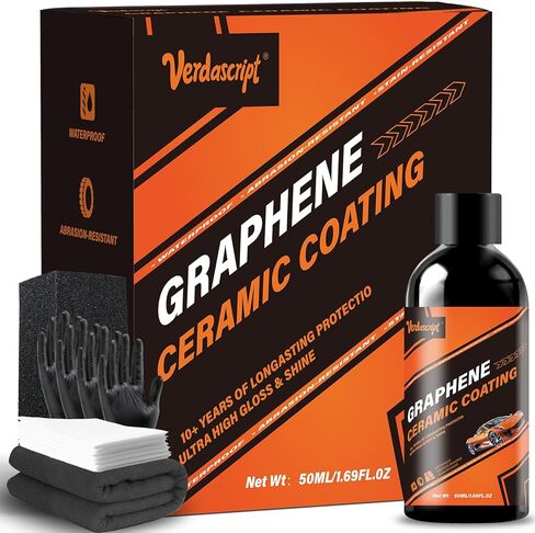 Graphene Ceramic Coating (50ml) - 20H Professional Top Coat Kit. Heavy Duty Paint Sealant, Hydrophobic & High Gloss Shine, 10+ Yrs Long-Lasting Protection. Apply After Car Wash & Paint Correction. in Saudi Arabia