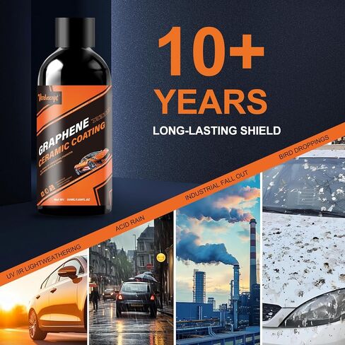Graphene Ceramic Coating (50ml) - 20H Professional Top Coat Kit. Heavy Duty Paint Sealant, Hydrophobic & High Gloss Shine, 10+ Yrs Long-Lasting Protection. Apply After Car Wash & Paint Correction. in Saudi Arabia