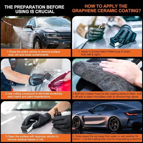 Graphene Ceramic Coating (50ml) - 20H Professional Top Coat Kit. Heavy Duty Paint Sealant, Hydrophobic & High Gloss Shine, 10+ Yrs Long-Lasting Protection. Apply After Car Wash & Paint Correction. in Saudi Arabia