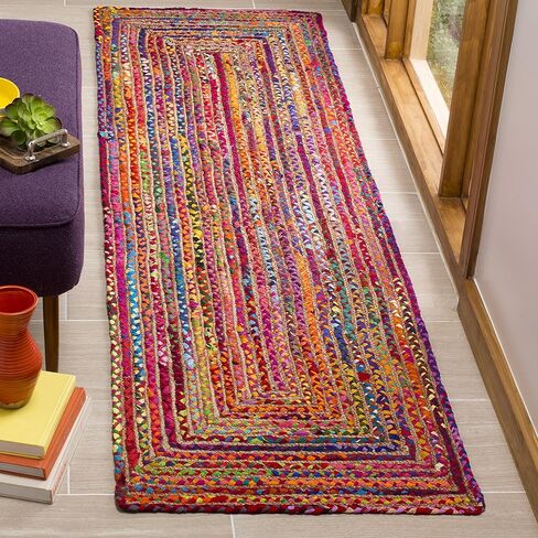 SAFAVIEH Cape Cod Collection Runner Rug - 2'3" x 10', Red & Multi, Handmade Jute & Cotton, Woven Braided Design (CAP202A) in Saudi Arabia