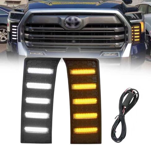Front Bumper LED Fog Lights Compatible With 2022-2025 Toyota Tundra White/Amber DRL Sequential Switchback Turn Signal Led Daytime Running Light in Saudi Arabia