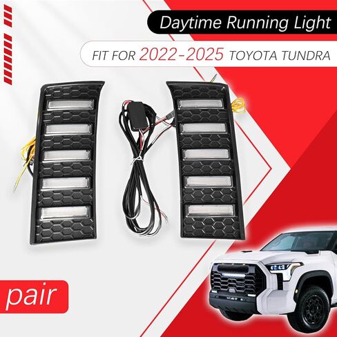 Front Bumper LED Fog Lights Compatible With 2022-2025 Toyota Tundra White/Amber DRL Sequential Switchback Turn Signal Led Daytime Running Light in Saudi Arabia