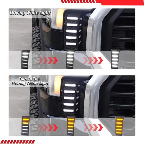 Front Bumper LED Fog Lights Compatible With 2022-2025 Toyota Tundra White/Amber DRL Sequential Switchback Turn Signal Led Daytime Running Light in Saudi Arabia