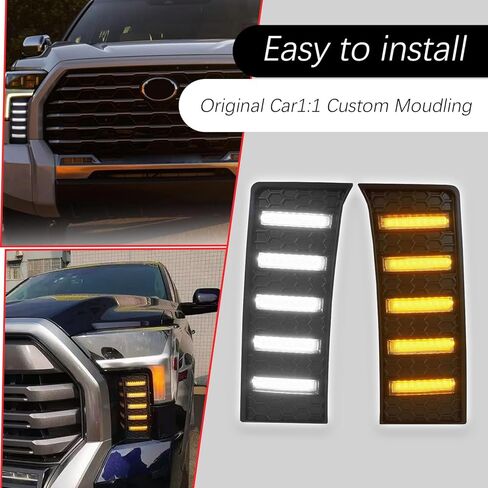 Front Bumper LED Fog Lights Compatible With 2022-2025 Toyota Tundra White/Amber DRL Sequential Switchback Turn Signal Led Daytime Running Light in Saudi Arabia