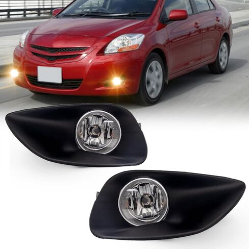 Fog Lights Assembly Compatible With Toyota Yaris 4-Door Sedan 2006-2008 Included Switch And Wiring Kit OEM Part Number:812100D041,812100D042,812200D041,812200D042(Clear Lens) in Saudi Arabia