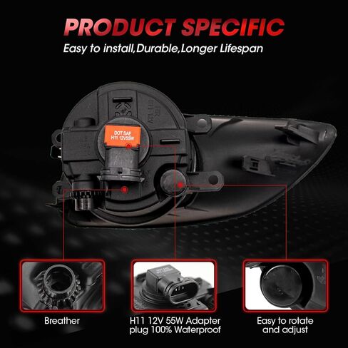 Fog Lights Assembly Compatible With Toyota Yaris 4-Door Sedan 2006-2008 Included Switch And Wiring Kit OEM Part Number:812100D041,812100D042,812200D041,812200D042(Clear Lens) in Saudi Arabia