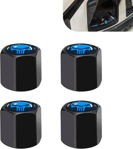 4 PCS Tire Valve Stem Caps, Cool Skull Tire Air Valve Covers, Stainless Steel Leak-Proof Wheel Stem Caps, Universal for Most Cars, Trucks, SUVs, Bicycles (Red) in Saudi Arabia