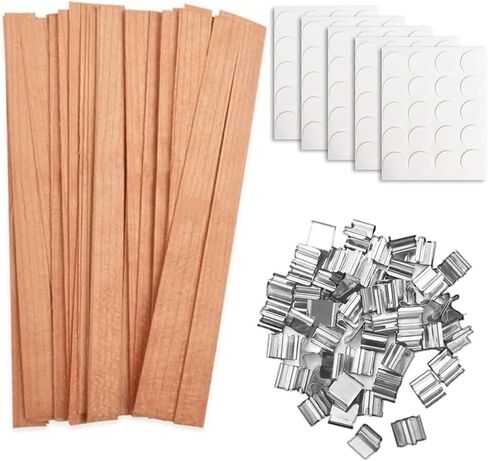 100pcs Wood Wicks for Candles, Wood Candle Wicks Wood Wicks for Candles Making Smokeless Wooden Candle Wicks with Trimmer Natural Crackling Wooden Wicks for Candle Making 5.1x0.5x0.04inch DIY Craft in Saudi Arabia
