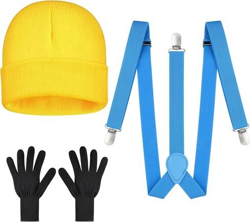 MEEZY Halloween Costume Accessories Adult, Yellow Beanie Goggles Gloves for Adults Men Women Halloween Costumes in Kuwait