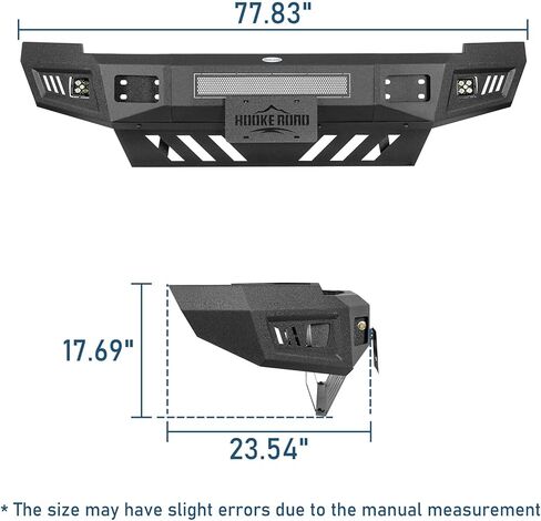 Hooke Road Ram 2500 3500 Full Width Front Bumper for 2010-2018 Dodge Ram 2500 3500 Pickup Trucks - Off-Road Steel Textured Black Bumper w/Skid Plate, LED Lights in Saudi Arabia