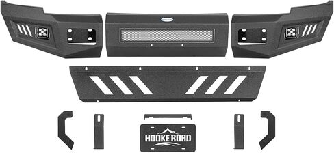 Hooke Road Ram 2500 3500 Full Width Front Bumper for 2010-2018 Dodge Ram 2500 3500 Pickup Trucks - Off-Road Steel Textured Black Bumper w/Skid Plate, LED Lights in Saudi Arabia