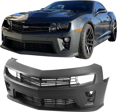 IKON MOTORSPORTS، غطاء المصد الأمامي متوافق مع موديلات 2010-2013 Chevy Camaro و2014-2015 Camaro ZL1، مصد أمامي من البولي بروبيلين طراز ZL1 مع شبكة علوية سفلية + مصباح ضباب مع استبدال الغطاء in Kuwait