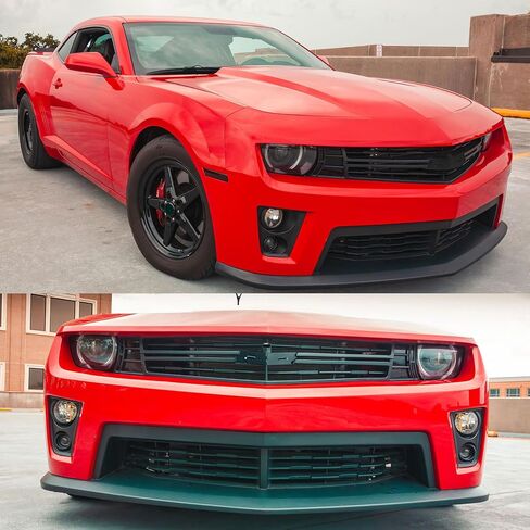 IKON MOTORSPORTS، غطاء المصد الأمامي متوافق مع موديلات 2010-2013 Chevy Camaro و2014-2015 Camaro ZL1، مصد أمامي من البولي بروبيلين طراز ZL1 مع شبكة علوية سفلية + مصباح ضباب مع استبدال الغطاء in Kuwait