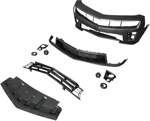 IKON MOTORSPORTS، غطاء المصد الأمامي متوافق مع موديلات 2010-2013 Chevy Camaro و2014-2015 Camaro ZL1، مصد أمامي من البولي بروبيلين طراز ZL1 مع شبكة علوية سفلية + مصباح ضباب مع استبدال الغطاء in Kuwait