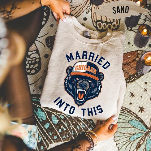 Married Into This Chicago Sweatshirt, Beige Cotton Blend, Relaxed Fit with Brushed Interior in Saudi Arabia
