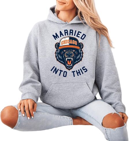 Married Into This Chicago Sweatshirt, Beige Cotton Blend, Relaxed Fit with Brushed Interior in Saudi Arabia