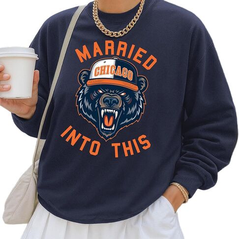 Married Into This Chicago Sweatshirt, Beige Cotton Blend, Relaxed Fit with Brushed Interior in Saudi Arabia