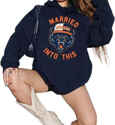 Married Into This Chicago Sweatshirt, Beige Cotton Blend, Relaxed Fit with Brushed Interior in Saudi Arabia