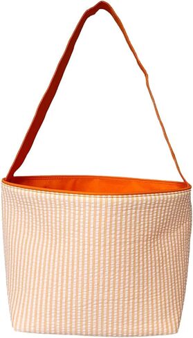 SONA G DESIGNS Seersucker Stripe Fabric Easter Basket Bucket Tote Bag - Egg Collecting in Saudi Arabia