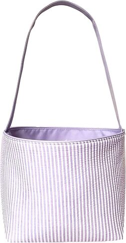 SONA G DESIGNS Seersucker Stripe Fabric Easter Basket Bucket Tote Bag - Egg Collecting in Saudi Arabia