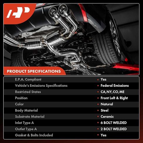 A-Premium 2-PC محول حفاز أمامي يسار ويمين لمشعب العادم مع مجموعة حشية متوافقة مباشرة مع Toyota Tacoma 2012 2013 2014 2015 4.0L, E.P.A. متوافق in Saudi Arabia