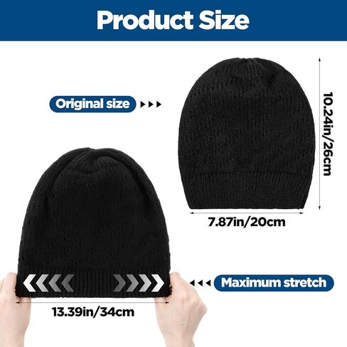 Black Beanies Knit Hat, Boho Black Beanie for Women Ladies, Mesh Slouchy Thin Knitted Hat, Lightweight Crochet Caps Decorative, Hollow Style, Fall, Spring in Saudi Arabia