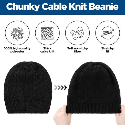 Black Beanies Knit Hat, Boho Black Beanie for Women Ladies, Mesh Slouchy Thin Knitted Hat, Lightweight Crochet Caps Decorative, Hollow Style, Fall, Spring in Saudi Arabia