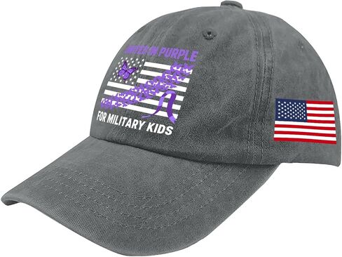 Purples Up for Military Kids Caps for Women Classic Washed Distressed Baseball Caps in Saudi Arabia