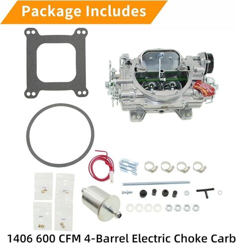 1406 4 Barrel Carburetor For Edelbrock Performer Series 600 CFM Square Bore with Electric Choke Replacement for Chevy Corvette Silverado Ford Mercury Mustang Bronco GMC Pickup Truck in Saudi Arabia