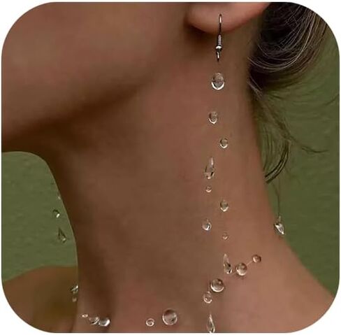 Morning Dewdrop Earrings and Necklaces Choker for Women Floating Necklace Rain Drop Earrings Clear Water Droplet Necklaces Drop Earring Dew Jewelry in Saudi Arabia