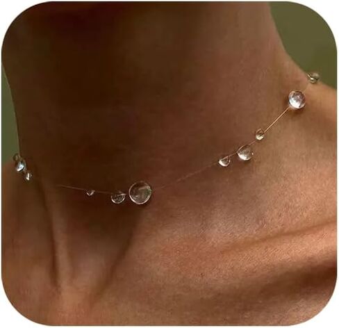 Morning Dewdrop Earrings and Necklaces Choker for Women Floating Necklace Rain Drop Earrings Clear Water Droplet Necklaces Drop Earring Dew Jewelry in Saudi Arabia