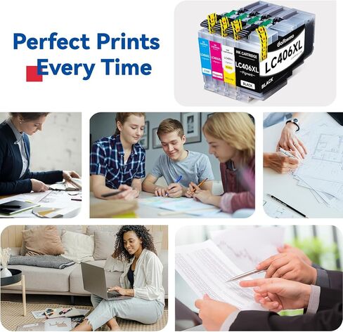 خراطيش حبر LC406XL LC406 لطابعة Brother LC 406 XL 406XL MFC-J4335DW خرطوشة حبر متوافقة مع طابعة Brother MFC-J4535DW MFC-J5855DW MFC-J6555DW MFC-J6955DW (4 عبوات عالية الإنتاجية، BK/C/M/Y) in Kuwait